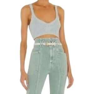 NWT New Zara Blue Pointelle Knit Alpaca Wool Bra Top Size M